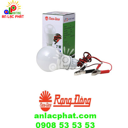 Đèn led bulb Rạng Đông 7W A60N1 12-24VDC dùng ắc quy kẹp