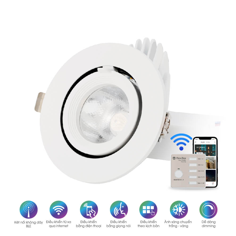 Đèn Ốp Trần Cảm Ứng Rạng Đông AT18 Tròn Xoay Góc 9W