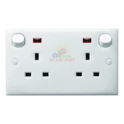 Ổ cắm đôi Schneider 3 chấu 13A có công tắc đèn báo, kiểu Anh