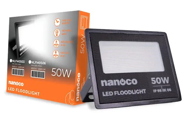 Đèn led IP66 50W NLFM050 Nanoco Mini Series góc chiếu 110°