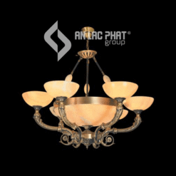 Đèn chùm đồng phòng khách chao đá Euroto CD-732/6+1