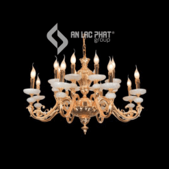 Đèn chùm nến đồng mạ vàng màu 24K Euroto CD-105-16